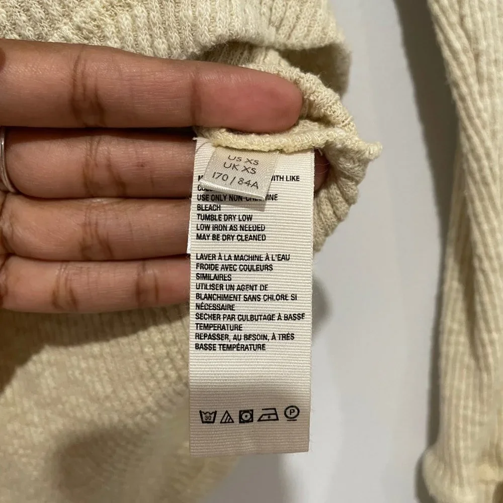Free People Women's Cream Woman Long Sleeve Top Size XS